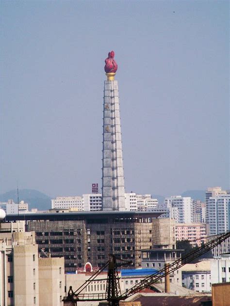 Juche Tower from the Koryo Hotel Pyongyang North Korea - a photo on ...