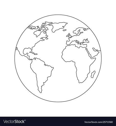 Earth globe template. World map. Line style icon of earth planet. Clean ...