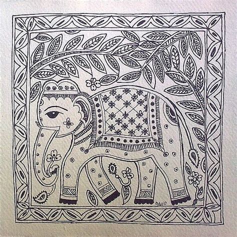 Madhubani Elephant Black White by Aboli Salunkhe | Madhubani painting, Indian art, Madhubani art