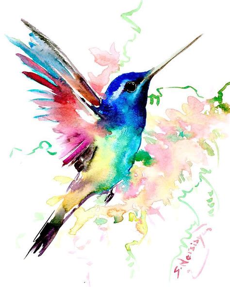 Halloween Painting - Flying Hummingbird by Suren Nersisyan | Watercolor ...