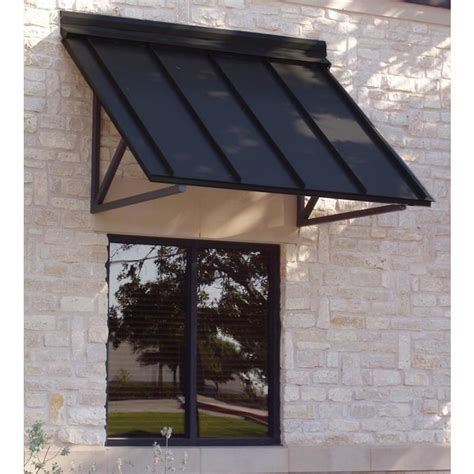 Awntech Houstonian 56-in Wide x 24-in Projection Black Solid Vertical Patio Fixed Awning in the ...