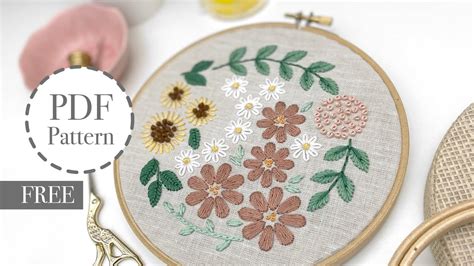 Free Embroidery Pattern for Beginners - How to embroider flowers - Easy ...