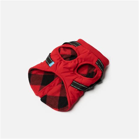 Quilted Dog Jacket With Built-In Harness - Red – Silver Paw