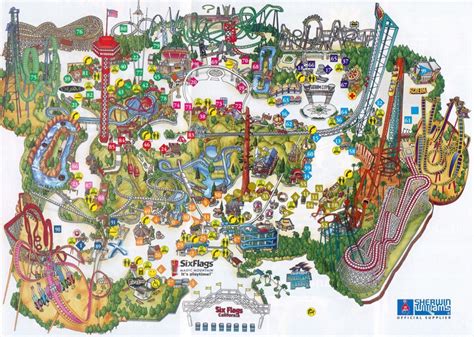 2001 Six Flags Magic Mountain Map & Guide – The Coaster Guy - Six Flags ...