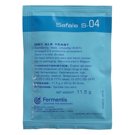 Dry Ale Yeast, Fermentis Safale S04