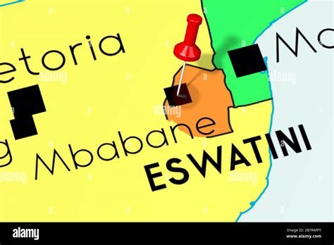 Eswatini/ Swaziland, Mbabane - capital city, pinned on political map Stock Photo - Alamy