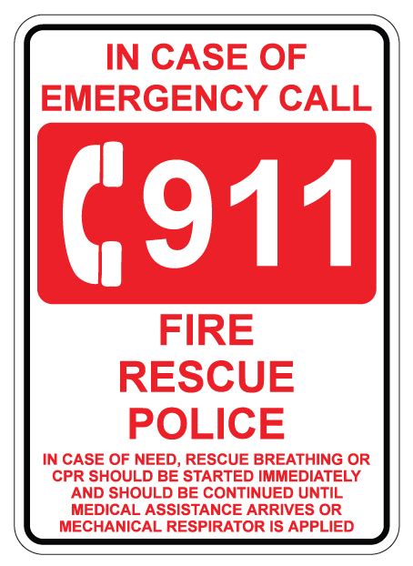 Buy our "In Case of Emergency Call 911" aluminum sign from Signs World Wide