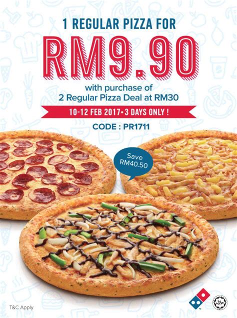 Domino's Pizza Coupon Code for RM9.90 Regular Pizza With 2 Regular Pizza Purchase Until 12 ...