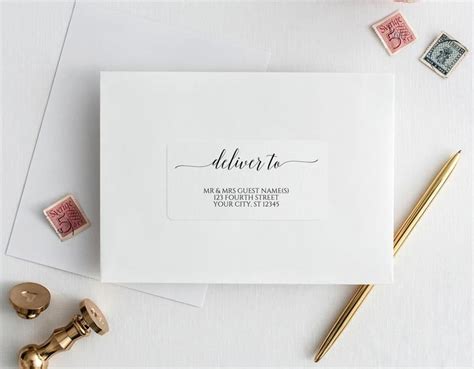 Address Label Template | Romantic Calligraphy | 4x2 (Editable PDF) | Address label template ...