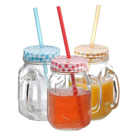 Mason Jar With Lid And Straw - 02429 - Supersavings