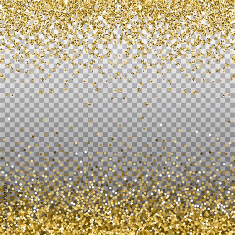 Gold glitter background. Golden sparkles on border. Template for holiday designs, invitation ...