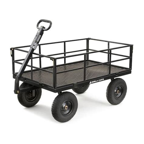 Gorilla Carts GOR1001-COM Heavy-Duty Steel Utility Cart With Removable Sides, Capacity, Gray ...