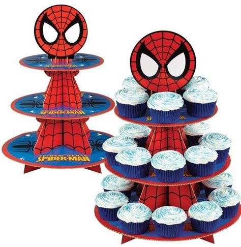 cupcake stand | Hombre araña fiesta, Cumpleaños hombre araña, Araña de ...