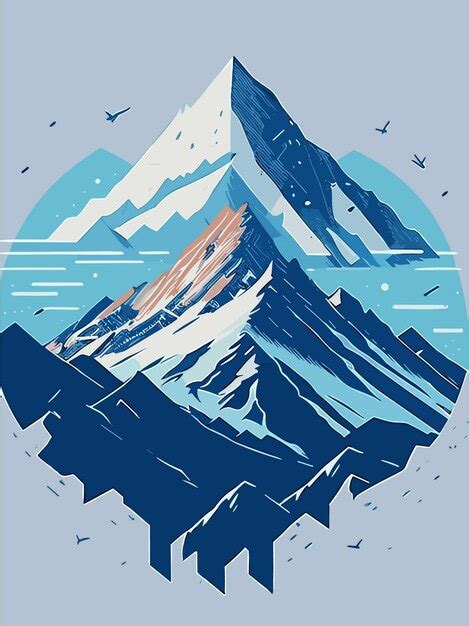 Premium Vector | A vector snowy mountain in winter portrait art illustration design