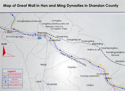 Map of Great Wall in Gansu Province, China