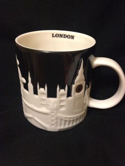 Starbucks London Relief Mug Black Tower Bridge Thames Big Ben Cathedral ...