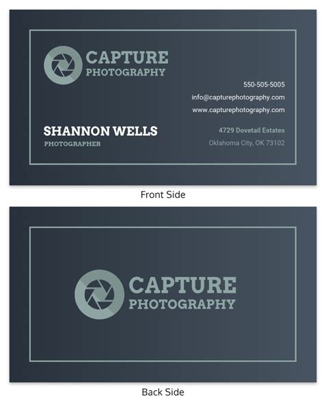 Simple Dark Photographer Business Card - Venngage