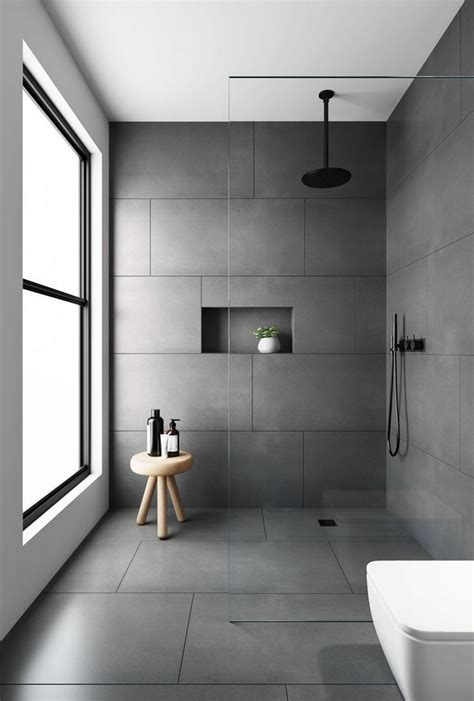 36+ amazing modern minimalist bathroom that full of surprises 11 « housemoes | Grey floor tiles ...