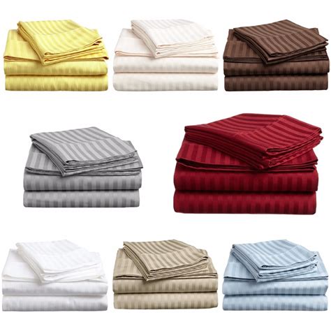 Microfiber Luxury Ultra Soft Satin Stripe Fitted Sheet 1 Piece Queen ...