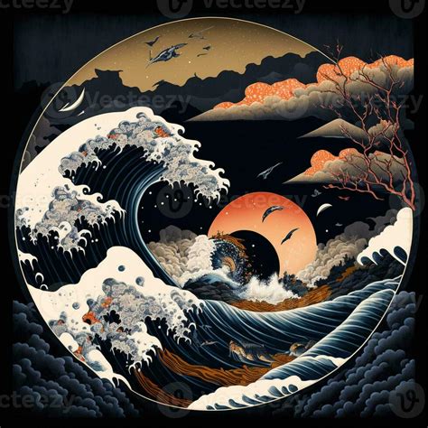 The great wave off kanagawa painting reproduction. Japanese style ...