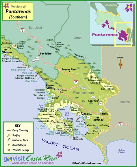 South Puntarenas Map, Costa Rica | Puntarenas, Costa rica map, Visit ...