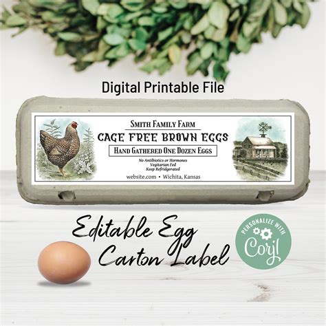 Editable Egg Carton Label. Digital Egg Carton Template. Custom | Etsy