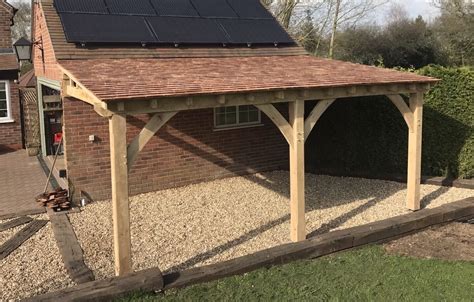 Oak Gazebo, 5m X 3.5m Lean-to Car Port With Cedar Shingles Built To Order • £4,200.00 | Oak ...