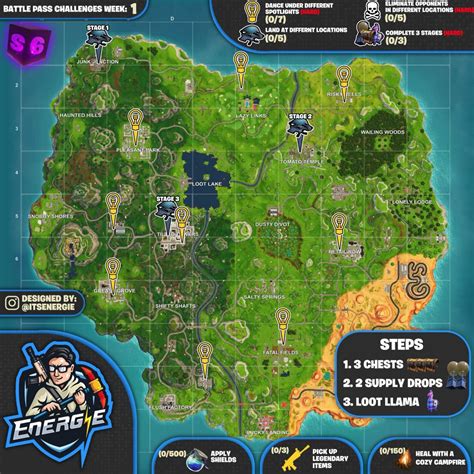 Cheat Sheet Map For Fortnite Battle Royale Season 6, Week 1 Challenges - Fortnite Insider