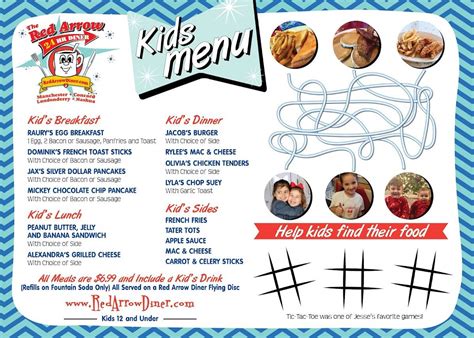 Menu at Red Arrow Diner restaurant, Nashua