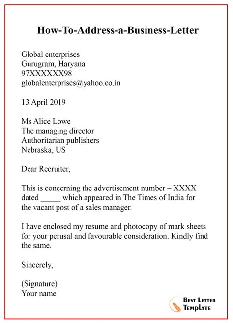 How To Address A Business Letter - Sample & Example