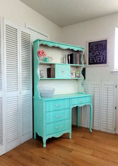 Turquoise Shabby Chic French Provincial Desk & Hutch - Vanity - Vintage Girls Be for sale in ...