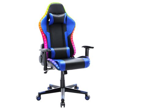 Gaming Chair with RGB LED Lights, Racing Style Recliner Swivel Video Game Chair with Speakers ...