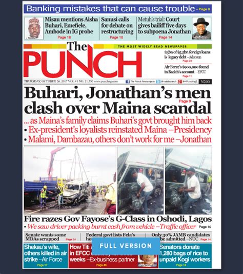 Naija Newspapers: Today's The Punch Newspaper Headlines [26 October ...