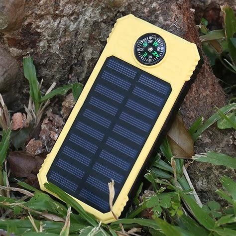 Solar Mobile Power Bank Outdoor Portable Compass Flashlight Solar Power ...