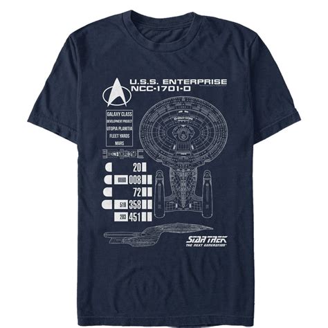 Star Trek - Men's Star Trek Next Generation Enterprise Schematics T-Shirt - Walmart.com ...