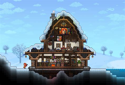 Winter cottage for the Mechanic and Tinkerer - inspired by Khaios : Terraria | Winter cottage ...