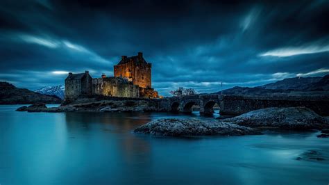 cloud, 1080P, loch, sea, landscape, scotland, sky, castle, dornie ...