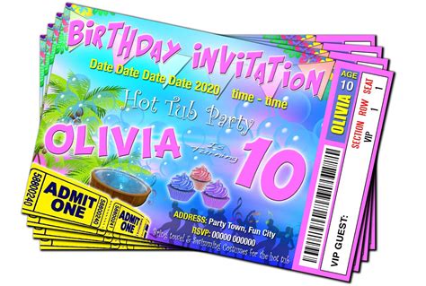 HOT TUB BIRTHDAY Party Invitations Personalised x4 Hot Tub | Etsy