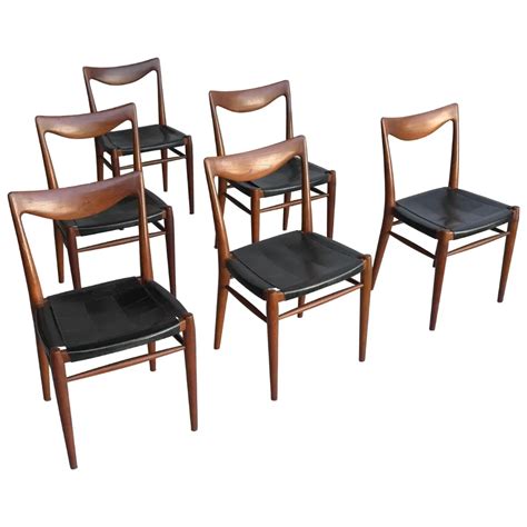 Rastad and Relling Six Bambi Dining Chairs in Teak and Leather by Gustav Bahus | Dining chairs ...