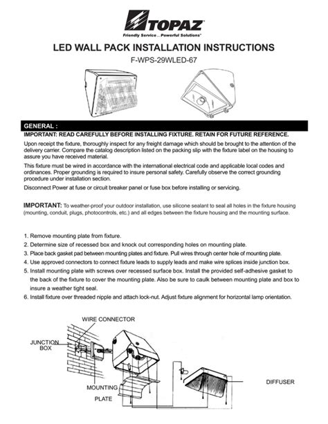 LED WALL PACK INSTALLATION INSTRUCTIONS