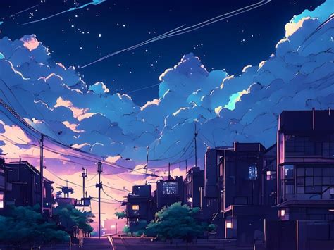 Premium Photo | Anime cityscape in the night