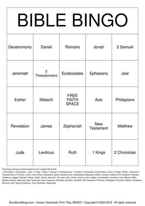 Bible Bingo Free Printables