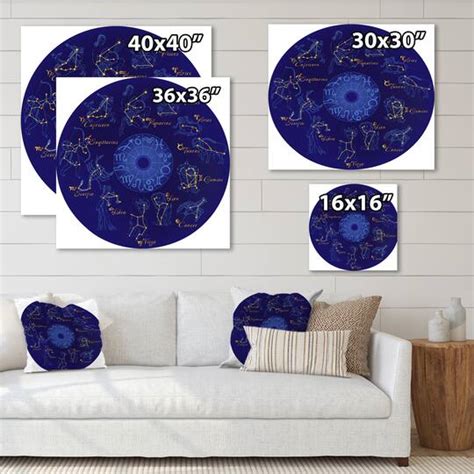 Designart - Zodiac With Constellations and Zodiac Signs - Modern Canvas Wall Art Print | Canvas ...