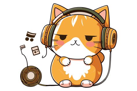 Cat wearing headphones vector illustration 22330393 Vector Art at Vecteezy