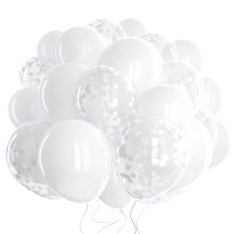 Buy Dandy Decor 60 Pack White Balloons + White Confetti Balloons w ...