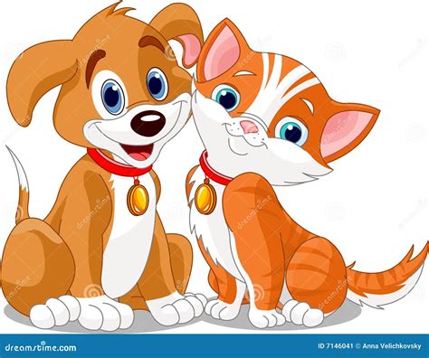 Cat_n_dog stock vector. Image of friendship, illustration - 7146041