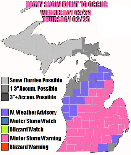 Michigan Weather Geek: WINTER STORM WARNING issued for almost entire ...