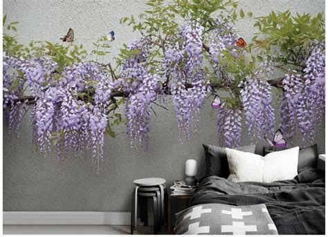 Beautiful 3D Purple Wisteria Wallpaper Wall Mural Hanging 3D | Etsy | Wall wallpaper, Wall ...