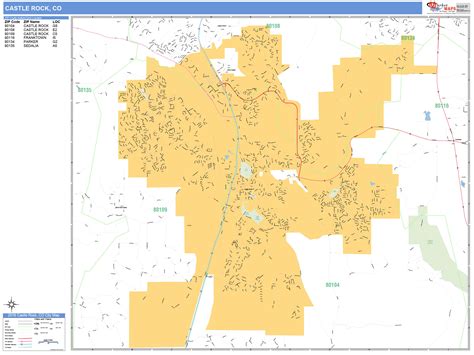 Castle Rock Colorado Wall Map (Basic Style) by MarketMAPS