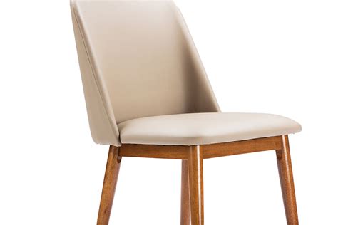 Baxton Studio Lavin Mid-Century Dark Walnut Beige Faux Leather Dining Chairs | Affordable Modern ...